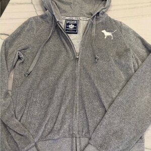 PINK Victoria's Secret Y2K Gray Zip-Up Hoodie